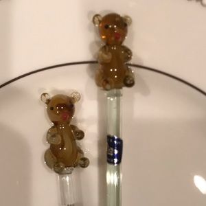 Teddy Bear Poland Glass Stirrers